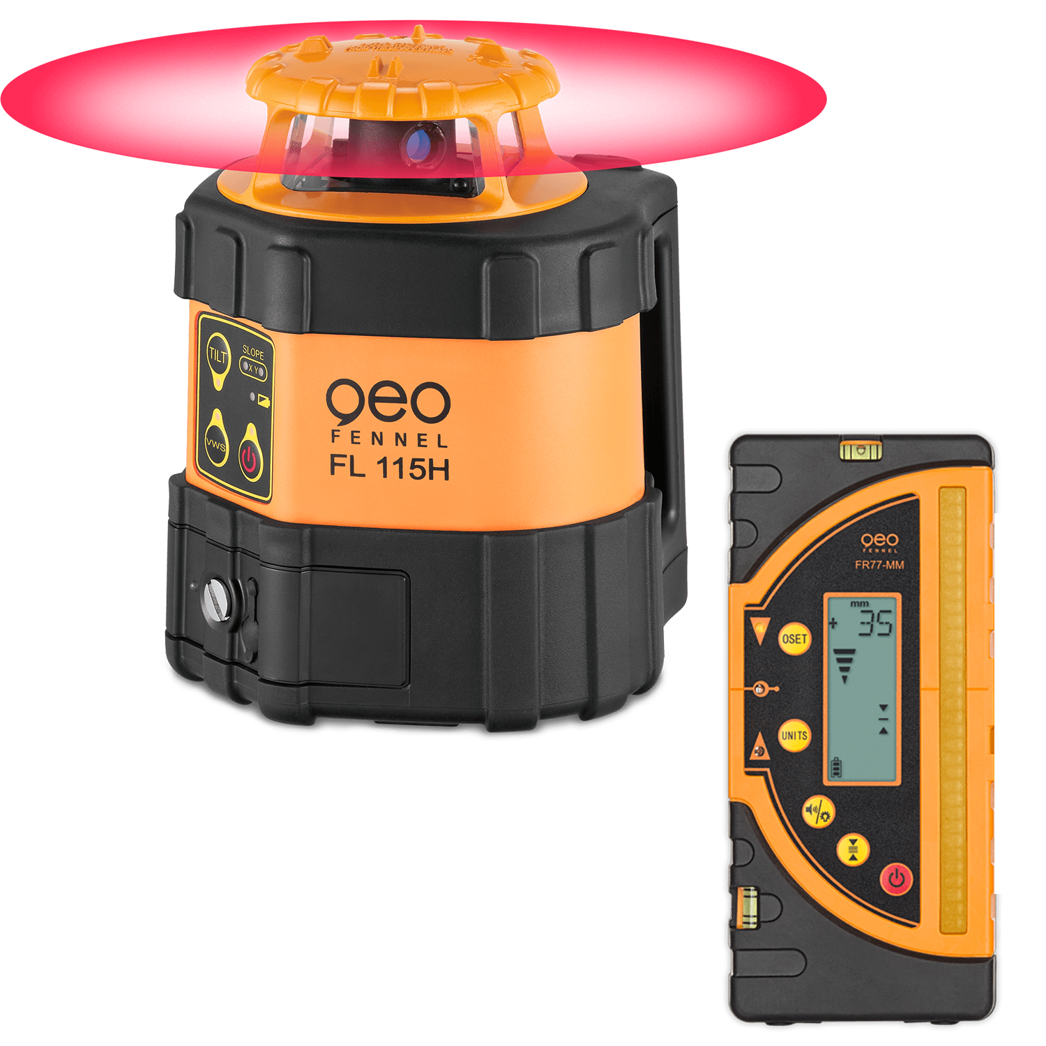 Geo-Fennel FL 115H automata önbeálló forgólézer + FR 77-MM vevőegység termék fő termékképe