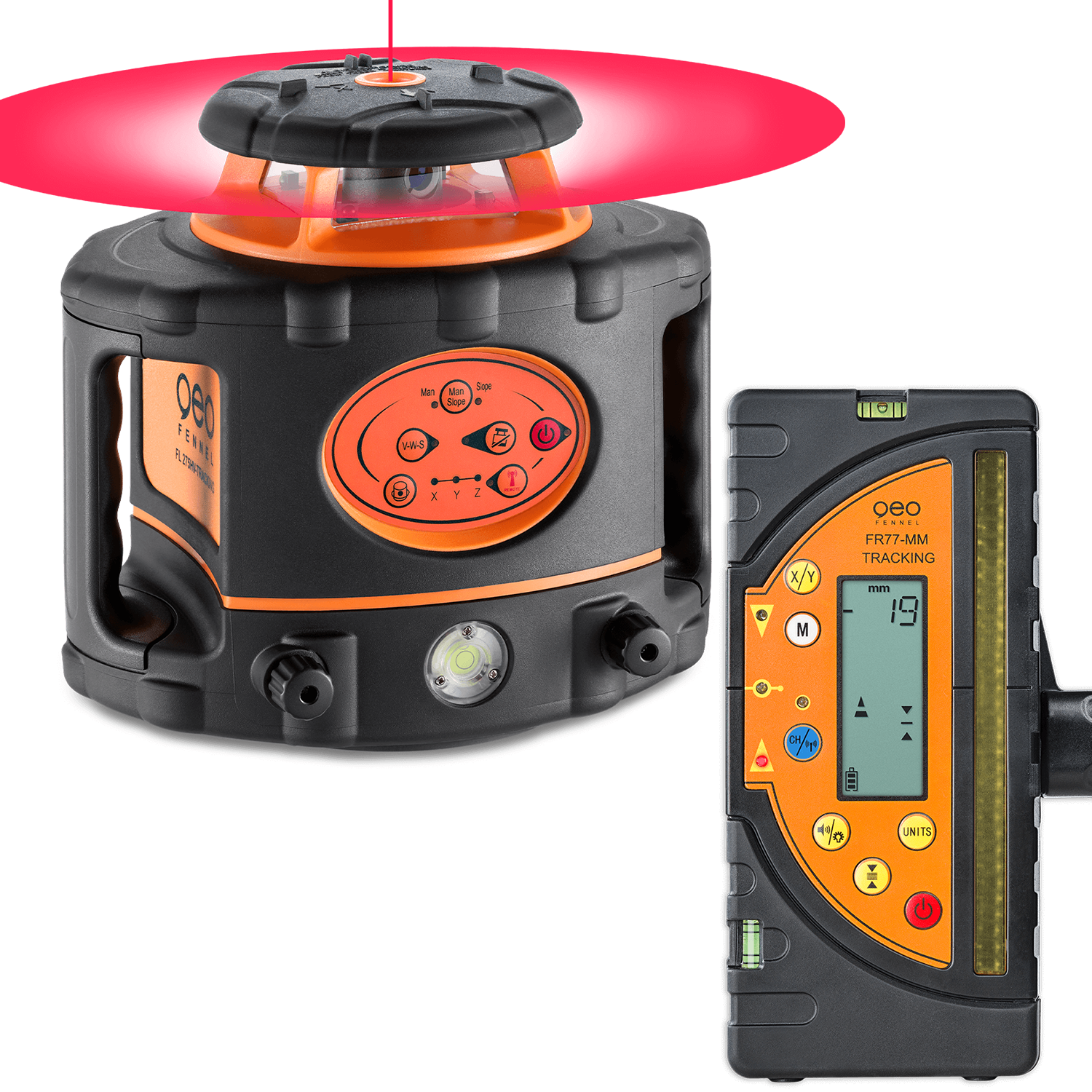 Geo-Fennel FL 275HV-TRACKING automata önbeálló forgólézer + FR 77-MM Tracking vevőegység termék fő termékképe