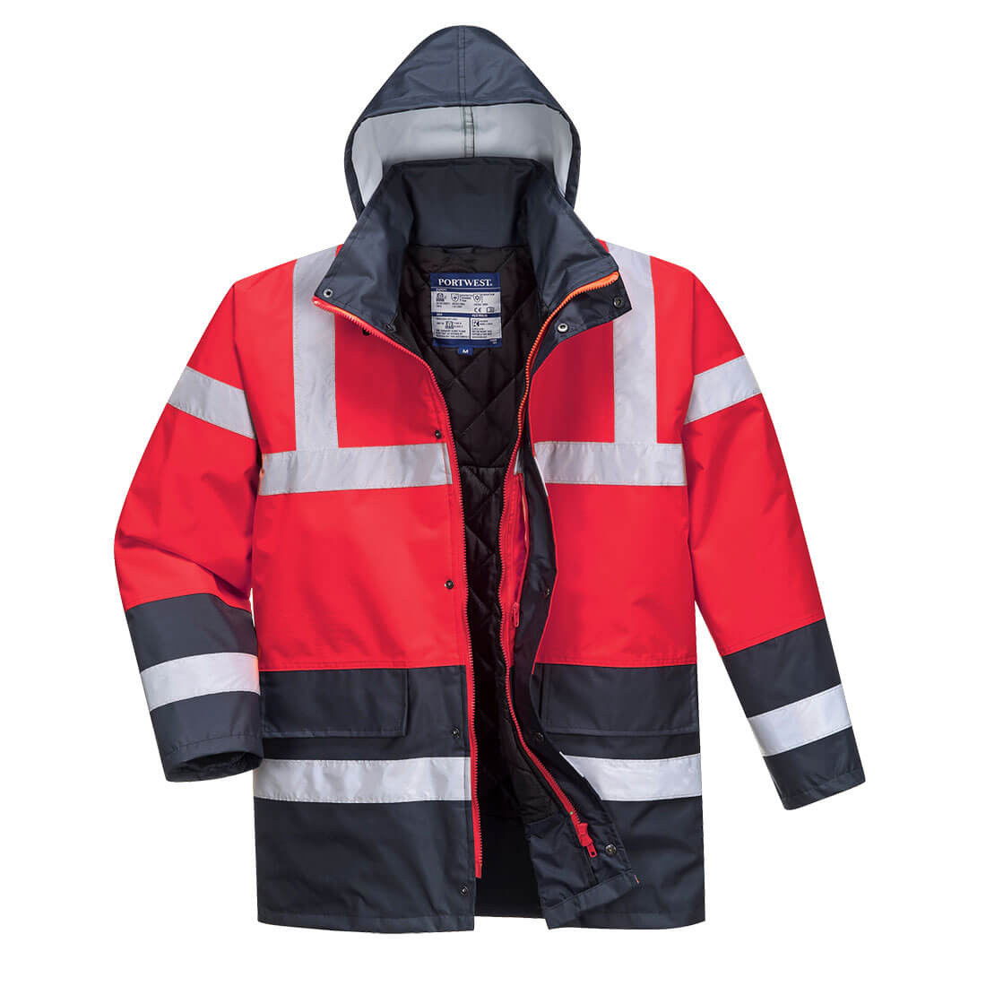 Portwest S466 - Hi-Vis kéttónusú Traffic kabát, piros/tengerészkék termék fő termékképe
