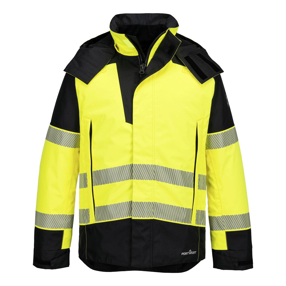 Portwest FR606 - PW3 FR Modaflame Hi-Vis lángálló téli esőkabát, sárga/fekete termék fő termékképe